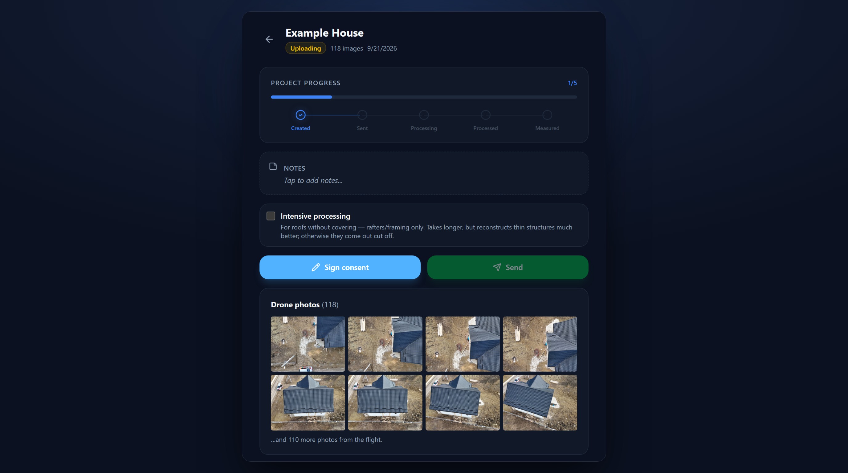 The upload screen of the AirQuote platform